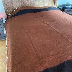 Vintage dark brown Hudson Bay 4 point wool blanket